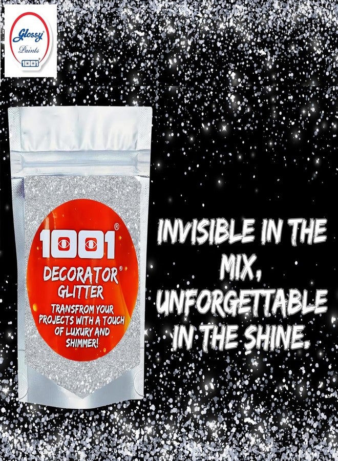 1001 Glossy Decorater Glitter Paint Additive Crystals for Emulsion, Epoxy Grout, Art Epoxy Resin, Wood Varnish, Acrylic Varnish, Pu Clear, Art & Craft Projects. (Silver, 25gms) - Image 3